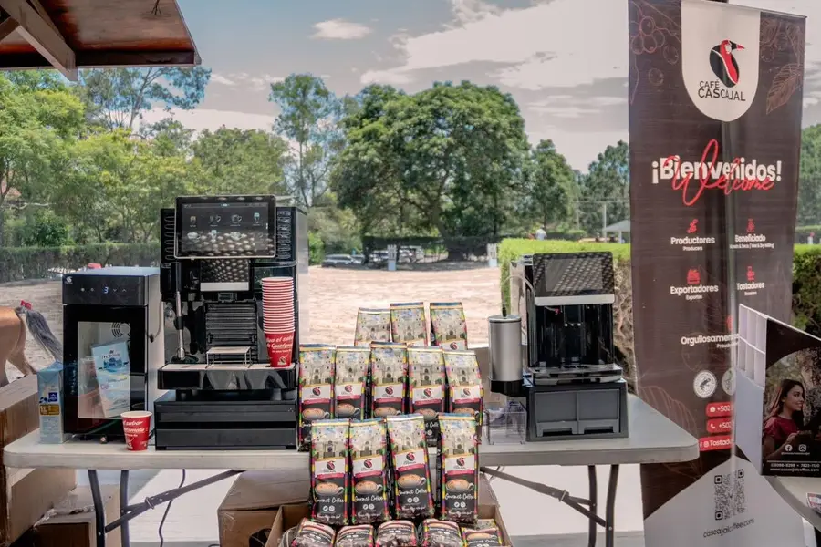 Stand de bienvenida de Café Cascajal